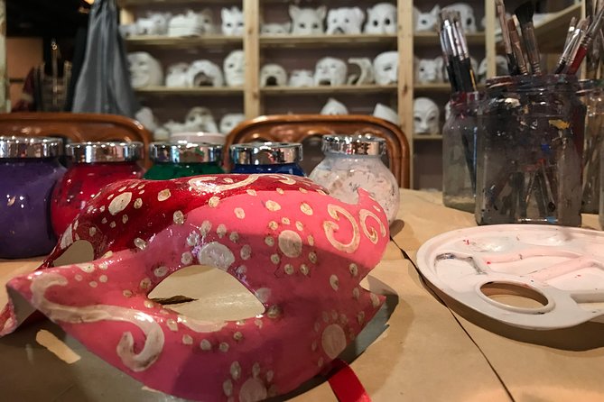 Mask Workshop - Paint Your Own Venetian Mask in Venice, Italy - Painting time: acrylic tempera colors and the gold or silver finish