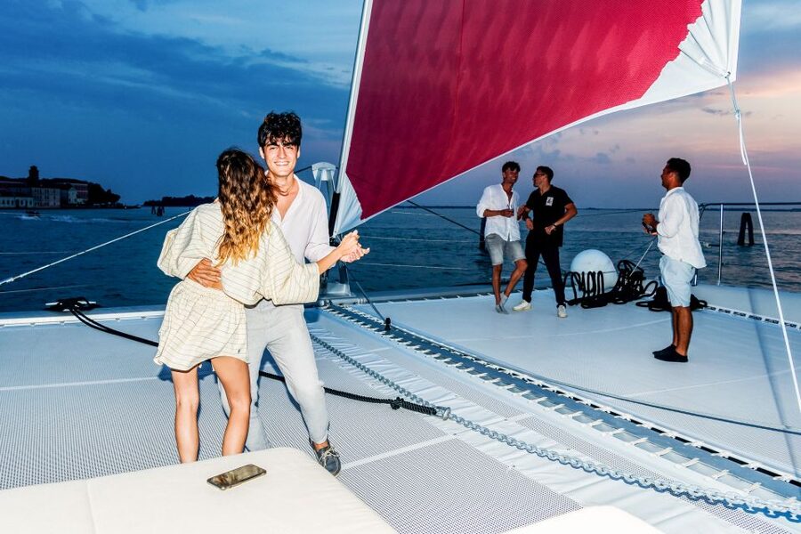 Venice: Catamaran Sunset Jazz Cruise with Aperitivo - The catamaran comfort deal (and the no-shoes reality)
